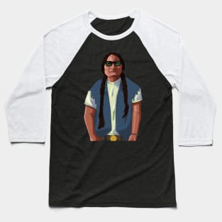 Native American Chief Sitting Bull GTA Art Style Portrait no Background Baseball T-Shirt